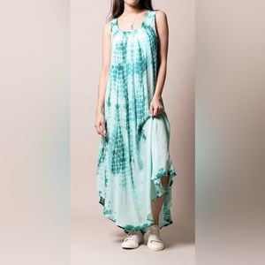 Sivana Boho breeze one size tie dye green dress